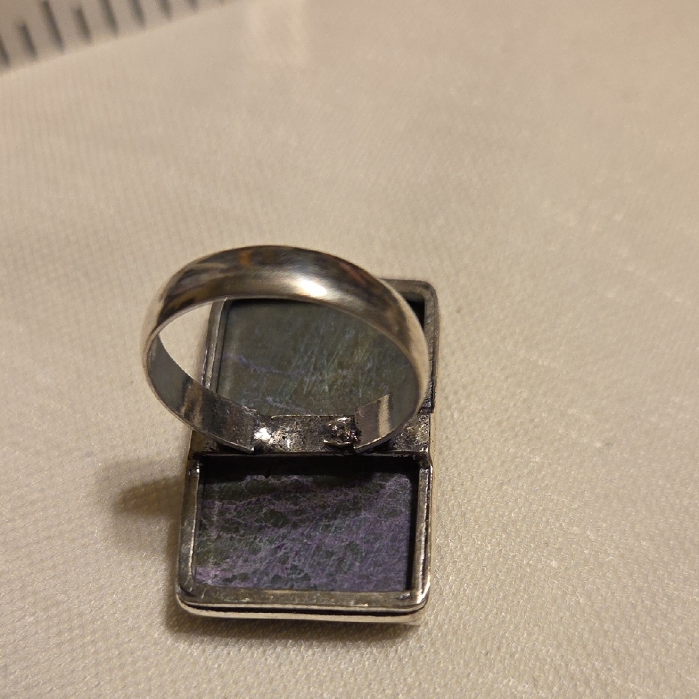 Sterling Silver Rectangular Purple-Green Gemstone… - image 7